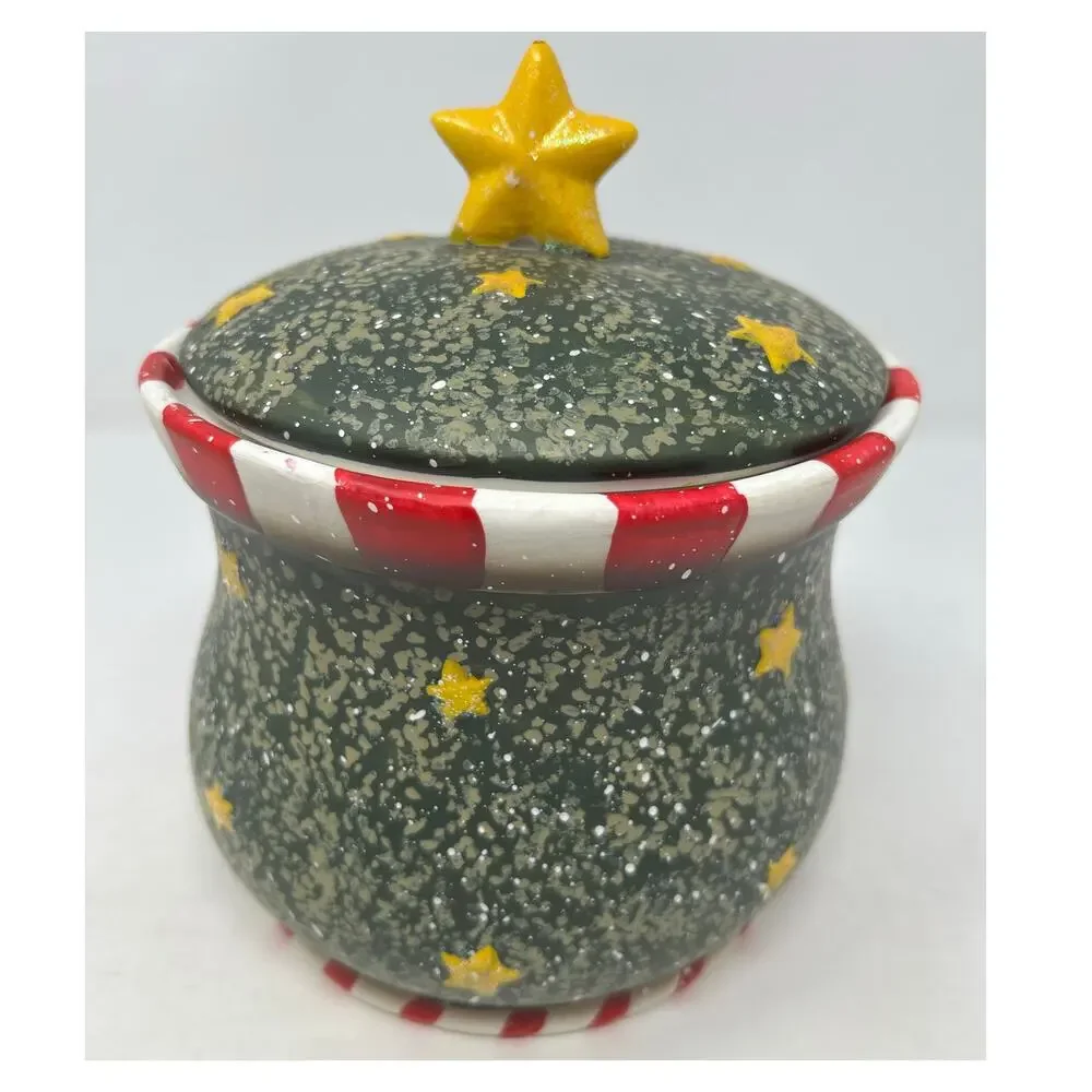 Huntington Holiday Treat Jar Santa Believe Hand Painted‎ Ceramic Cookie Jar